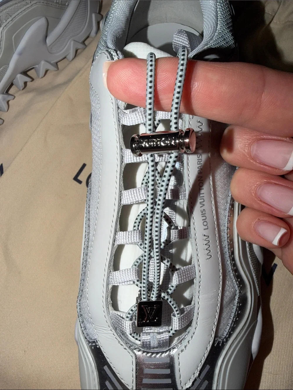 Louis Vuitton Rush Sneaker In Argent Size 7/37 Gray Silver Chunky Made In Italy
